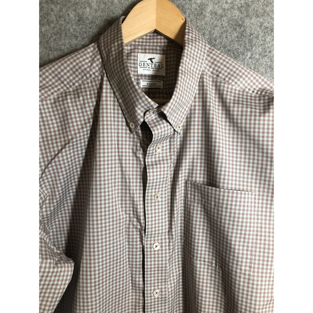Genteal Shirt Mens Extra Large Brick Red Gingham Fernandina Performance Classic